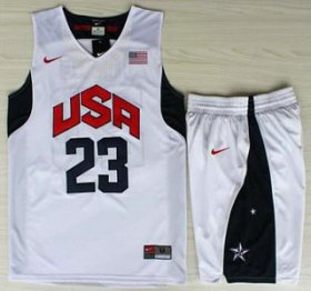 Wholesale Cheap USA Basketball #23 Kyrie Irving White Jersey & Shorts Suit