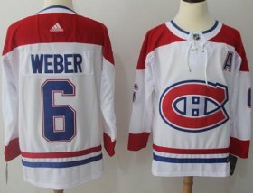 Wholesale Cheap Adidas Canadiens #6 Shea Weber White Road Authentic Stitched NHL Jersey