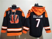 Wholesale Cheap Men's Cincinnati Bengals #7 Boomer Esiason Orange Black Ageless Must-Have Lace-Up Pullover Hoodie