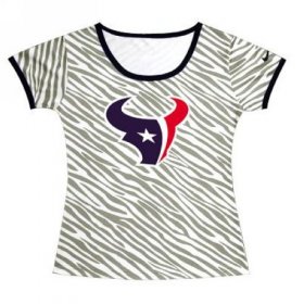 Wholesale Cheap Women\'s Houston Texans Sideline Legend Authentic Logo Zebra Stripes T-Shirt