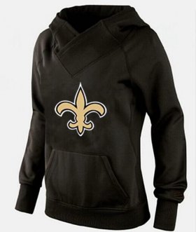 Wholesale Cheap Women\'s New Orleans Saints Logo Pullover Hoodie Black-1