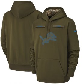 Wholesale Cheap Youth Detroit Lions Nike Olive Salute to Service Sideline Therma Performance Pullover Hoodie