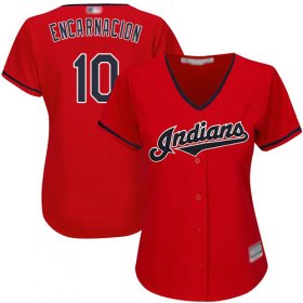 Wholesale Cheap Indians #10 Edwin Encarnacion Red Women\'s Stitched MLB Jersey