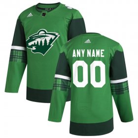 Wholesale Cheap Minnesota Wild Men\'s Adidas 2020 St. Patrick\'s Day Custom Stitched NHL Jersey Green