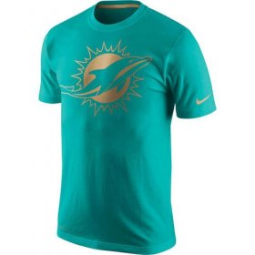 Wholesale Cheap Men\'s Miami Dolphins Nike Aqua Championship Drive Gold Collection Performance T-Shirt