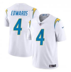 Cheap Men\'s Los Angeles Chargers #4 Gus Edwards White Vapor Limited Football Stitched Jersey