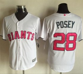 Wholesale Cheap Giants #28 Buster Posey White New Cool Base Mother\'s Day Stitched MLB Jersey