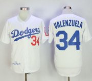 Wholesale Cheap Mitchell And Ness 1981 Dodgers #34 Fernando Valenzuela White Throwback Stitched MLB Jersey