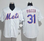 Wholesale Cheap Mets #31 Mike Piazza White(Blue Strip) New Cool Base Stitched MLB Jersey