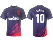 Wholesale Cheap Men 2021-2022 Club Atletico Madrid away aaa version purple 10 Soccer Jersey