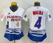 Cheap Womens Puerto Rico Baseball #4 Yadier Molina Number 2023 Red World Classic Stitched Jersey