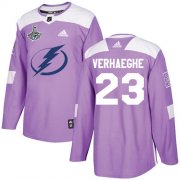 Cheap Adidas Lightning #23 Carter Verhaeghe Purple Authentic Fights Cancer Youth 2020 Stanley Cup Champions Stitched NHL Jersey