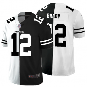 Cheap New England Patriots #12 Tom Brady Men\'s Black V White Peace Split Nike Vapor Untouchable Limited NFL Jersey