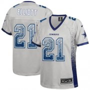 Wholesale Cheap Nike Cowboys #21 Ezekiel Elliott Grey Women's Stitched NFL Elite Drift Fashion Jersey