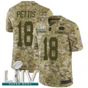 Wholesale Cheap Nike 49ers #18 Dante Pettis Camo Super Bowl LIV 2020 Men's Stitched NFL Limited 2018 Salute To Service Jersey