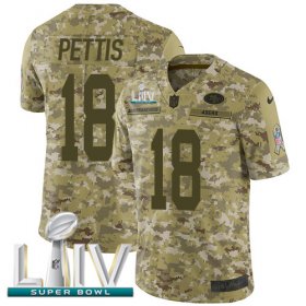 Wholesale Cheap Nike 49ers #18 Dante Pettis Camo Super Bowl LIV 2020 Men\'s Stitched NFL Limited 2018 Salute To Service Jersey