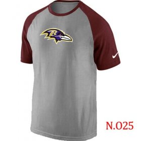 Wholesale Cheap Nike Baltimore Ravens Ash Tri Big Play Raglan NFL T-Shirt Grey/Red