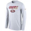 Wholesale Cheap Men's San Francisco 49ers Nike White Legend Staff Practice Long Sleeves Performance T-Shirt