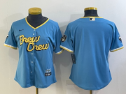 Wholesale Cheap Women's Milwaukee Brewers Blank Blue 2022 City Connect Cool Base Stitched Jersey
