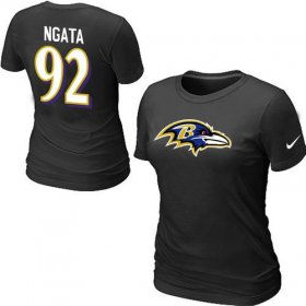 Wholesale Cheap Women\'s Nike Baltimore Ravens #92 Haloti Ngata Name & Number T-Shirt Black