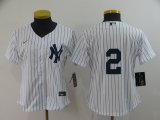 Wholesale Cheap Women's New York Yankees #2 Derek Jeter White No Name Stitched MLB Cool Base Nike Jersey