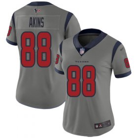 Wholesale Cheap Nike Texans #88 Jordan Akins Gray Women\'s Stitched NFL Limited Inverted Legend Jersey