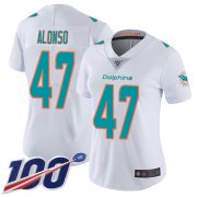 Wholesale Cheap Nike Dolphins #47 Kiko Alonso White Women's Stitched NFL 100th Season Vapor Limited Jersey