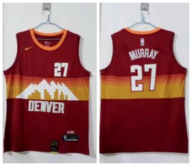 Wholesale Cheap Men\'s Denver Nuggets #27 Jamal Murray Red 2021 City Edition NBA Swingman Jersey With The Sponsor Logo