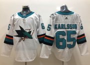 Wholesale Cheap Adidas Sharks #65 Erik Karlsson White Road Authentic Stitched NHL Jersey