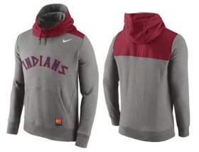 Wholesale Cheap Men\'s Cleveland Indians Nike Gray Cooperstown Collection Hybrid Pullover Hoodie