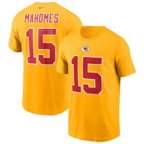 Wholesale Cheap Kansas City Chiefs #15 Patrick Mahomes Nike Team Player Name & Number T-Shirt Yellow