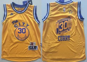 Cheap Youth Golden State Warriors # Stephen Curry Yellow The City Swingman Basketball Jersey