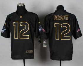 Wholesale Cheap Nike Patriots #12 Tom Brady Black Gold No. Fashion Men\'s Stitched NFL Elite Jersey