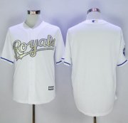 Wholesale Cheap Royals Blank White New Cool Base 2015 World Series Champions Gold Program Stitched MLB Jersey