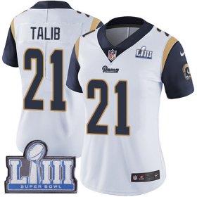 Wholesale Cheap Nike Rams #21 Aqib Talib White Super Bowl LIII Bound Women\'s Stitched NFL Vapor Untouchable Limited Jersey