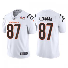 Wholesale Cheap Men\'s Cincinnati Bengals #87 C.J. Uzomah 2022 White Super Bowl LVI Vapor Limited Stitched Jersey