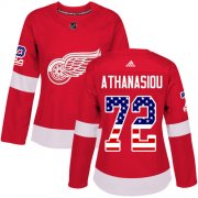 Wholesale Cheap Adidas Red Wings #72 Andreas Athanasiou Red Home Authentic USA Flag Women's Stitched NHL Jersey