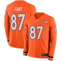 Wholesale Cheap Nike Broncos #87 Noah Fant Orange Team Color Men's Stitched NFL Limited Therma Long Sleeve Jersey