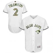 Wholesale Cheap Blue Jays #2 Troy Tulowitzki White Flexbase Authentic Collection Memorial Day Stitched MLB Jersey