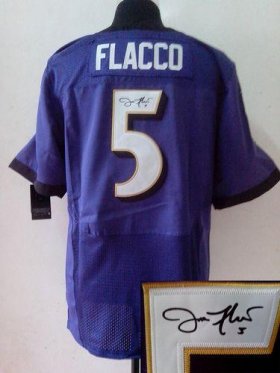 Wholesale Cheap Nike Ravens #5 Joe Flacco Purple Team Color Men\'s Stitched NFL Elite Autographed Jersey