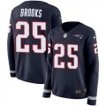 Wholesale Cheap Nike Patriots #25 Terrence Brooks Navy Blue Team Color Women's Stitched NFL Limited Therma Long Sleeve Jersey