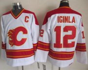 Wholesale Cheap Flames #12 Jarome Iginla White CCM Throwback Stitched NHL Jersey