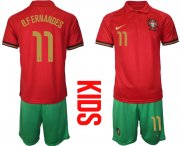 Wholesale Cheap 2021 European Cup Portugal home Youth 11 soccer jerseys