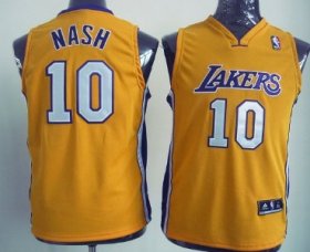 Cheap Los Angeles Lakers #10 Steve Nash Yellow Kids Jersey