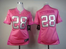 Wholesale Cheap Nike Vikings #28 Adrian Peterson Pink Women\'s Be Luv\'d Stitched NFL Elite Jersey