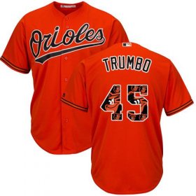 Wholesale Cheap Orioles #45 Mark Trumbo Orange Team Logo Fashion Stitched MLB Jersey
