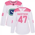 Wholesale Cheap Adidas Canucks #47 Sven Baertschi White/Pink Authentic Fashion Women's Stitched NHL Jersey