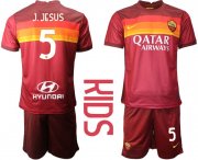 Wholesale Cheap Youth 2020-2021 club Roma home 5 red Soccer Jerseys