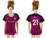 Wholesale Cheap Women's Manchester City #21 Silva Away Soccer Club Jersey