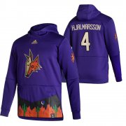 Wholesale Cheap Arizona Coyotes #4 Niklas Hjalmarsson Adidas Reverse Retro Pullover Hoodie Purple